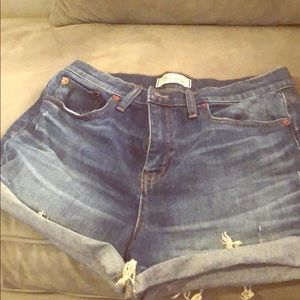 High rise denim shorts
